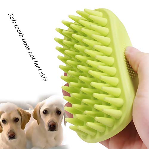 GLWAD Pet Silicone Shampoo Brush, Anti-Skid Rubber Dog Cat Pet Mouse Grooming Shower Bath Brush Massage Comb for Long & Short Hair Medium Large Pets Dogs Cats (Green)