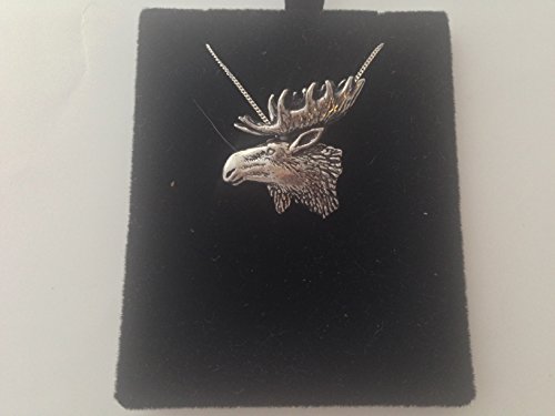 Pendentif élan en argent 925 fait main avec sa chaîne de 40.6 cm
