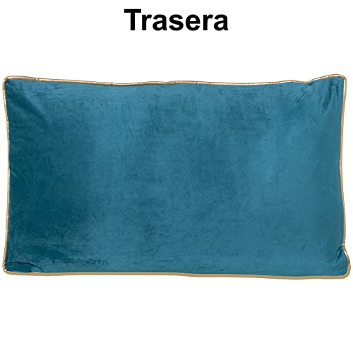 Coussin velours bleu 50x30 rectangulaire déhoussable