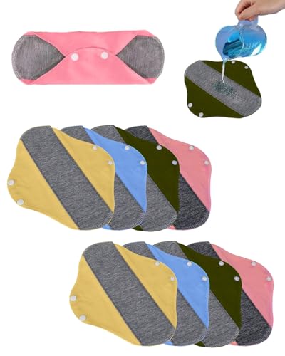 ZKUNL 8PCS compresas reutilizables,lavables y absorbentes de grafeno para la menstruación,previenen las pérdidas de orina.