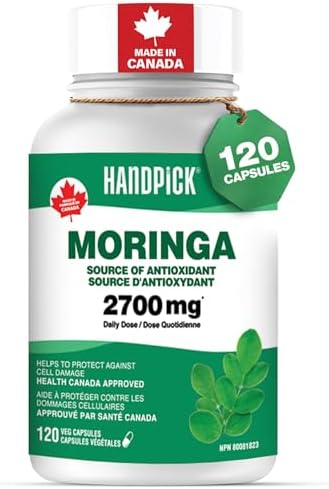 EXTRA STRENGTH Moringa Capsules - 2700mg Per Day | 120 Pure Moringa Oleifera Leaf Capsules | Veg, Non-GMO, Gluten Free Supplement | Herbal Superfood Made in Canada, GMP Certified