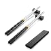 2 Paia di Bacchette Giapponesi di Alta qualità, in Lega di Alluminio, di Colore Nero + 2 Pezzi di vassoi per Bacchette Chopsticks in Acciaio Inox con Supporto, Set Regalo di Posate Cinesi asiatiche