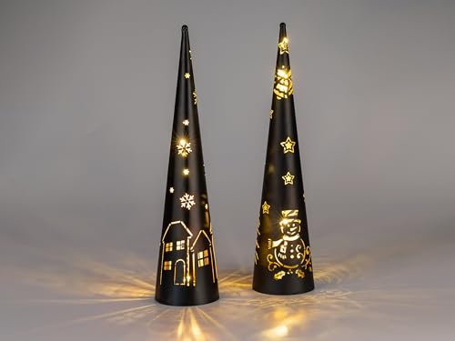 1 Stück Deko-Pyramide mit LED-Licht 34cm hoch aus Metall mit...