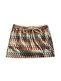 Milumia Women's Boho Crochet Knit Mini Skirt Summer Beach Vacation Short Cover Up Skirts Multicolor Large
