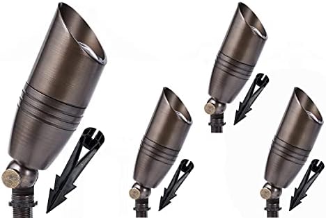 LED Spot Lights Outdoor Landscape Lighting 108 - (4 Pack) Solid Brass Spotlight LED Yard Lights Security Landscape Lights for Bright Long Lasting Home Garden Patio Pool Deck Lighting (No Bulb)