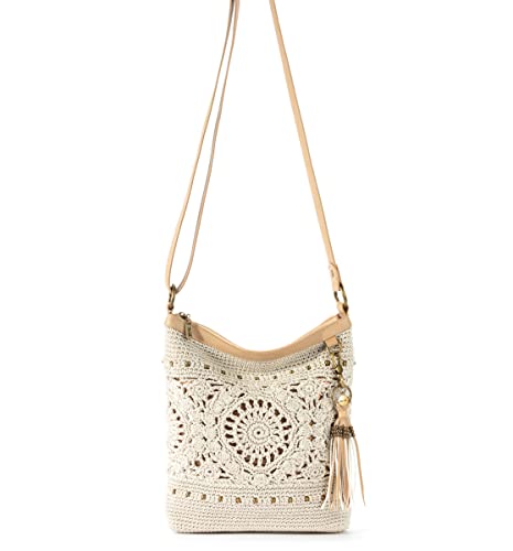 The Sak Lucia Crossbody Bag In Crochet, Convertible Purse With Adjustable Shoulder Strap, Natural Medallion #TOP4