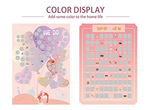 Loadwrite 100 Dates Ideas Scratch Off Poster, Activities For Couples, 100 Sweet Things To Do With Your Other Half, Bucket List Of All Time, Birthday Wedding Valentines Anniversary Presents, Gifts For Couples, 16.5'' X 23.4'' (Pink) #TOP6