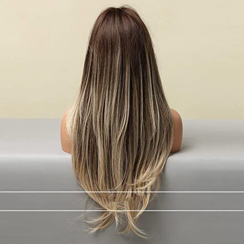 Moda Perucas Ombre Longas Para Mulheres Perucas Longas Em Camadas Com Franja Cinza Laranja Loira Per