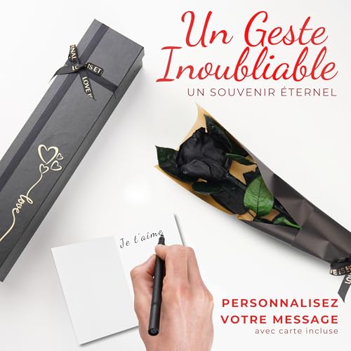 Trends by Twins® Rose Eternelle, Cadeau Anniversaire Femme, Rose, Idee Cadeau Femme, Anniversaire Femme, Amour, Fleur, Cadeau Maman, Fleur eternelle, Cadeaux Anniversaire Femme (Noir/Or) – vue 7