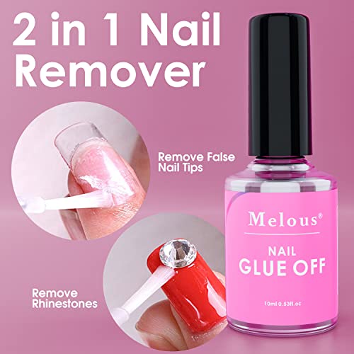 Melous Nail Glue Debonder Glue Off Nail Glue Remover With Cuticle Pusher For Acrylic False Nails Fake Nail Adhesives Remover Nail Tips Remover 10Ml #TOP1