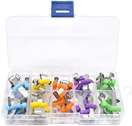 50 pcs Dental Matrix Bands Ring Clip Retainer with Lock Sectional Contoured Matrices Composite Filling Instruments Forming Sheet