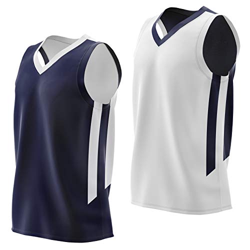Image of Liberty Imports Reversible Basketball Jersey for Men – Lightweight Breathable Mesh Scrimmage Athletic Practice Sports Jersey, Navy/White, Medium