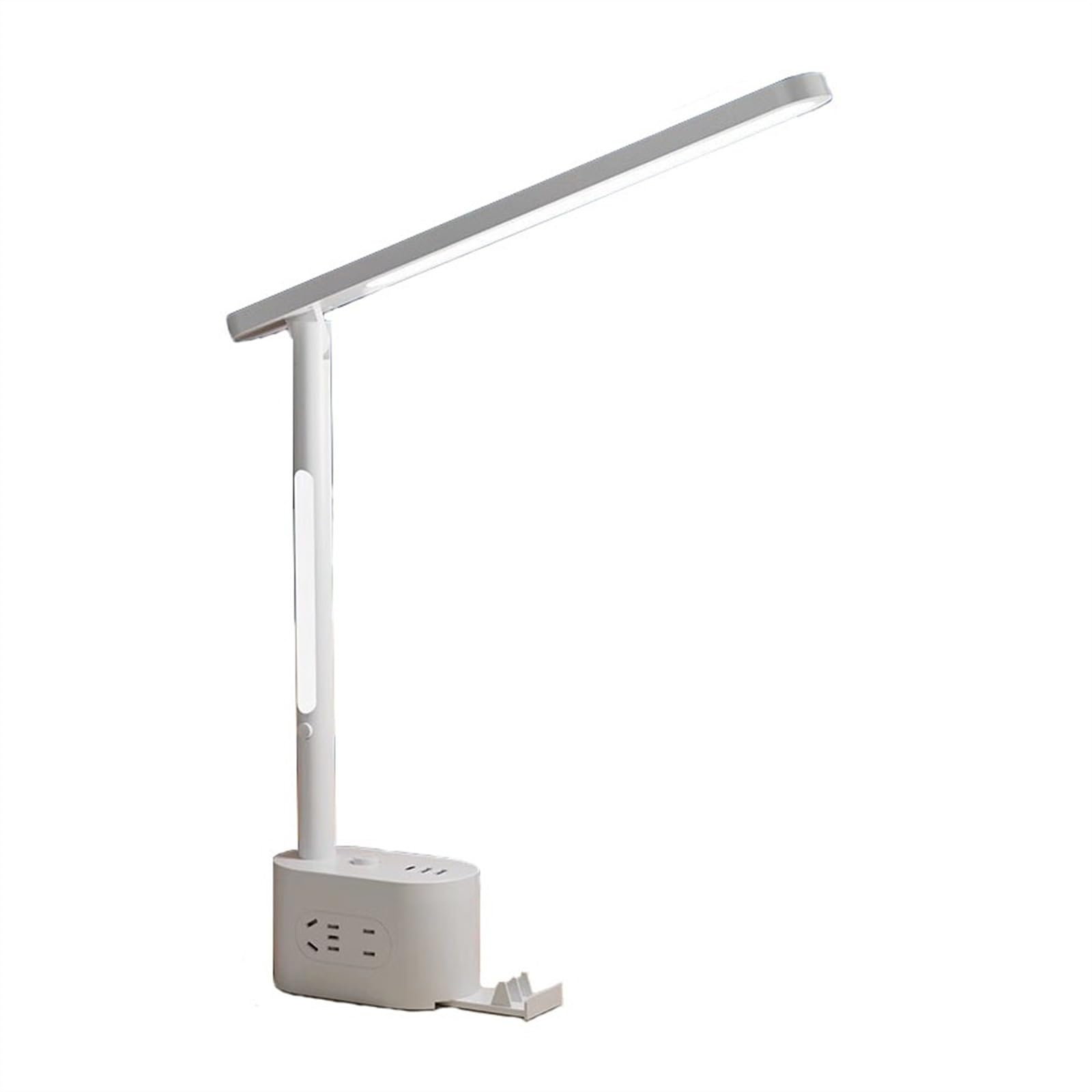 Lampy biurkowe LED do domu - 2 porty ładowania USB i gniazdka AC, przełącznik przyciskowy ściemniania, 3 tryby kolorów, lampka nocna uchwyt na telefon lampka nocna