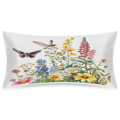 Satin Pillowcase for Hair and Skin Flowers Floral Soft Silk Pillow Case with Envelope Closure Cooling Pillow Cases Slip King Size Pillow Cover for Women Men Kids Boys Girls 20x40