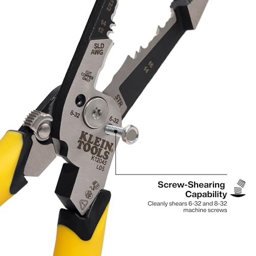 Image of Klein Tools K12045 Heavy-Duty Wire Stripper, Slim-Forged Design, Self-Opening Wire Stripping Tool, Electrical Pliers with Shear Cutter, Cable Stripper Tool