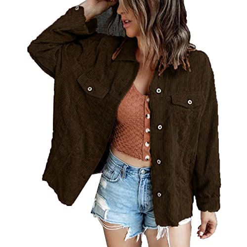 Camisas de otoño para mujer chaqueta informal de pana para días fríos en la ciudad