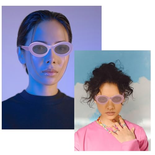 Retro Oval Cat Eye Sunglasses for Women Men 90s Small Vintage Trendy Cute Cateye Thick Frame Sun Glasses UV Shades2