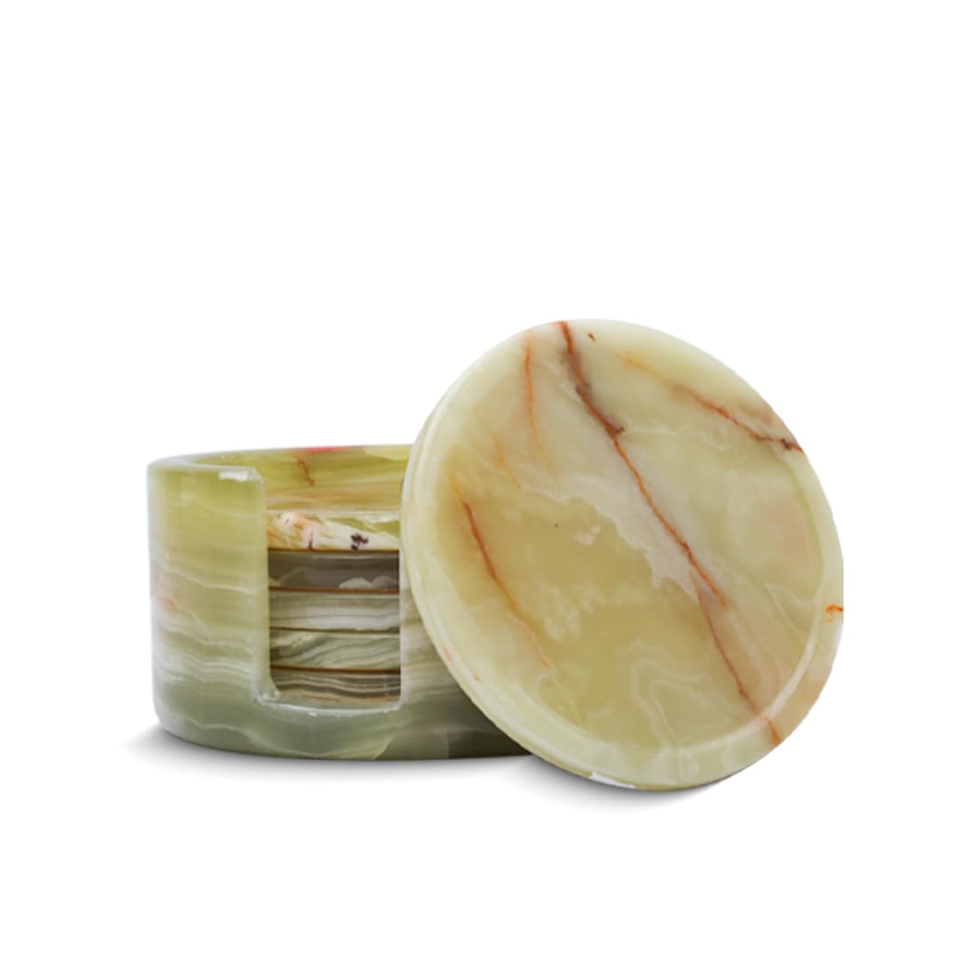 Photo 1 of TheWolfard Coaster Set with Holder - Round Stone Coasters