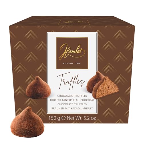 Trufas de Cacao Belga Hamlet, Chocolate para Regalar, Caja de Trufas Belgas 150g, Auténtico Chocolate Belga