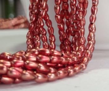 Aari Work Copper Colour Rice or Drop Shape Plastic Beads, 4 MM