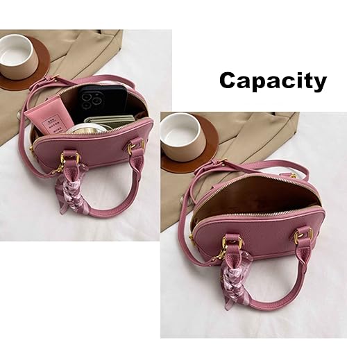 Women's Small Satchel Purse, Classic Double Zip Top Handle Dome Bag with Cute Bow Bag,Gift for Women and Girls4