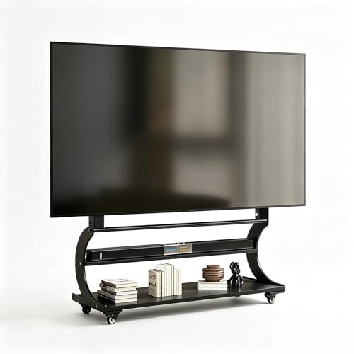 Soporte TV con Ruedas para TV 50-120 Pulgadas, Soporte TV Pie Móvil con Estantes, Mueble TV con Ruedas Altura Regulable, Televisión Portátil con Pie hasta 100kg(Black)