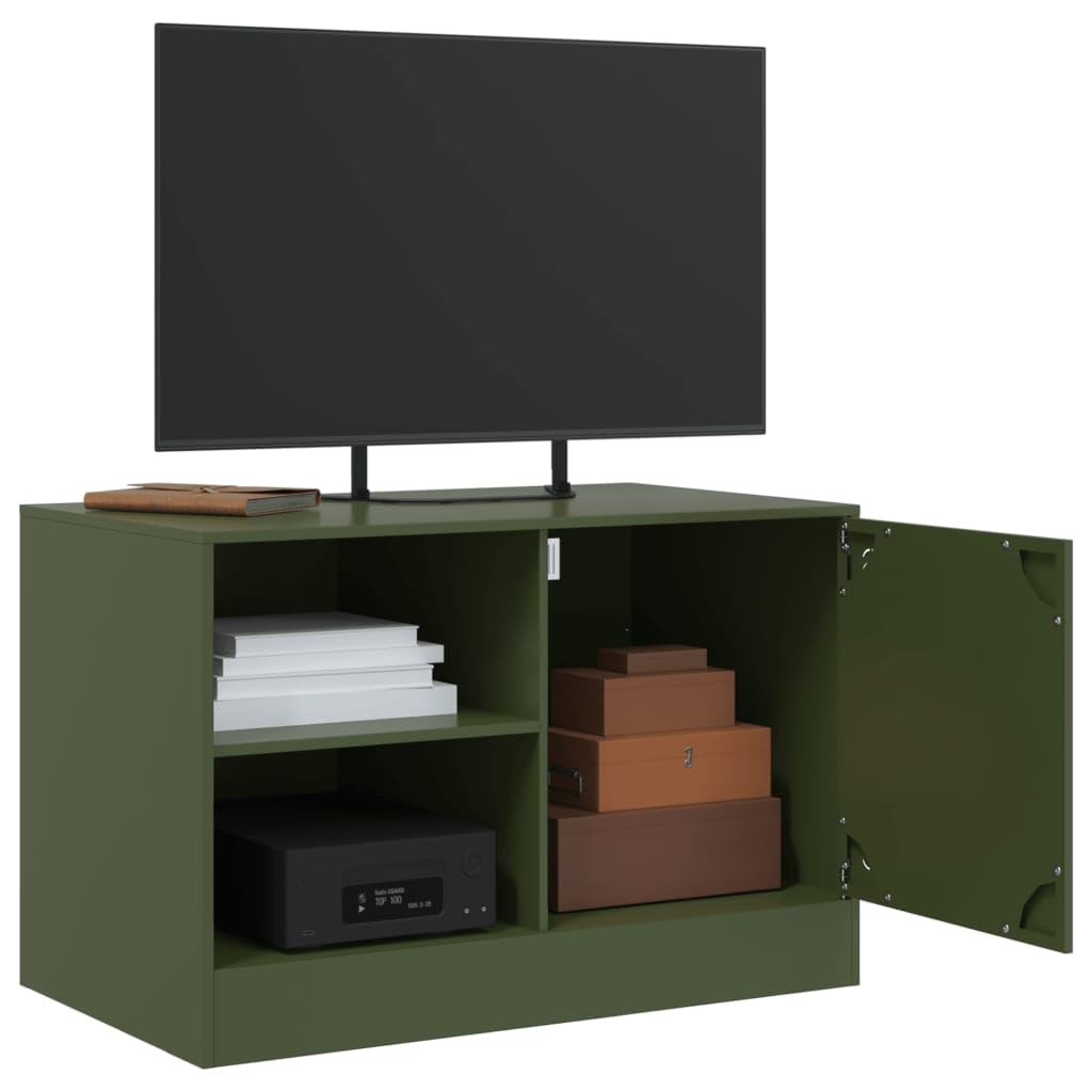 Set di 2 mobili per TV, in acciaio laminato a freddo, colore verde
