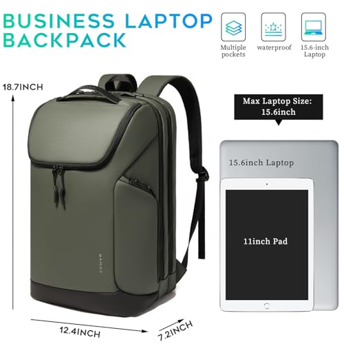 Image of FUTURE AESTHETICS Business Commute Backpack for Men and Women, Waterproof 15.6 Inch Laptop Backpack, Durable Flight-Approved Travel Backpack for Work /College, Green