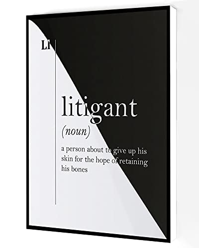 Litigant Definition Canvas Wall Art,Humor Dictionary Quote Poster,Law Quotes Lawyer Gift Modern Artwork Painting For Living Room Office Home Decoration 8''x12'' Framed