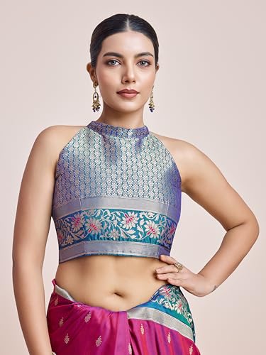 Image of Monjolika Fashion Women's Banarasi Silk Saree in Satin and traditional golden zari work comes with Unstitched Blouse Piece