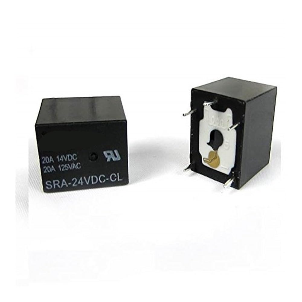 SMGLRUEAT 50Pcs 24V 20A DC Power Relay SRA-24VDC-CL 5Pin PCB Type Black Automobile relay