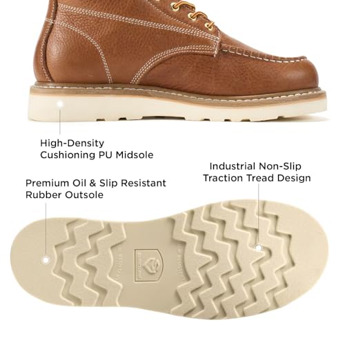 Image of SUREWAY 6in Moc Toe Work Boots for Men, Wedge Sole, Steel /Soft Toe