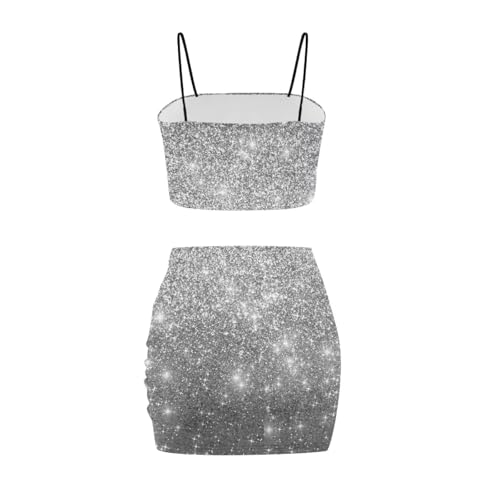 Image of Biyejit Women's 2 Piece Summer Outfits Spaghetti Strap Crop Tops and Bodycon Mini Skirt Dress Set Plus Size S-4XL