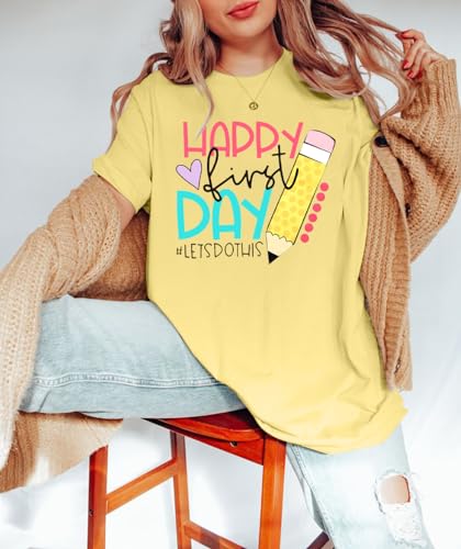Happy First Day of School Shirt Woman Oversized Graphic Tee Back to School Shirts Teachers Gift Tee Tops - Image 5