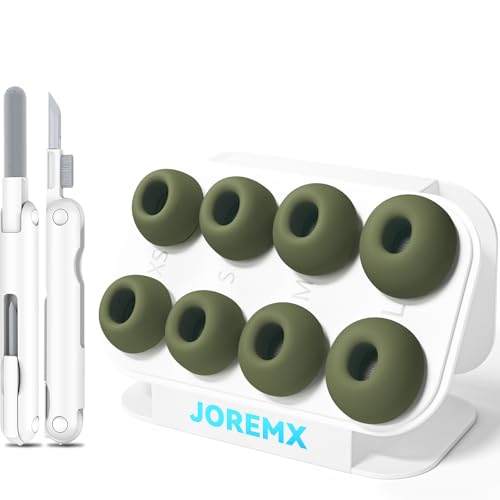 Zapasowe zatyczki do słuchawek AirPods, silikonowe końcówki do Air Pods Pro, z otworem do redukcji szumów i pyłoszczelną siatką, z zestawem do czyszczenia i pudełkiem do nagrywania (C-oliwkowa zieleń