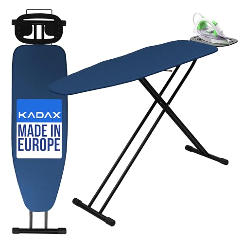 KADAX Tabla de Planchar, 120 x 38 cm, Plegable, Regulable en Altura, Con Base de Espuma de 8 mm y Pies Antideslizantes, Para Planchado Al Vapor