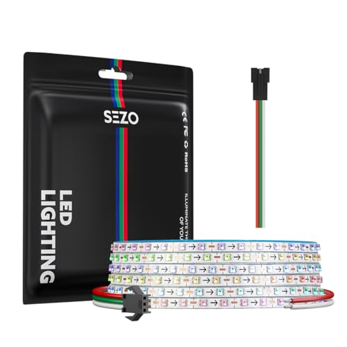 Image of SEZO WS2812B IC RGB LED Strip 2.7mm Width Ultra Narrow Individually Addressable RGB Light 0807SMD Dream Full Color Flexible Tape 160 Pixels /m 9.8ft IP30 DC5V for Car Hmoe DIY(No Adapter or Controller)