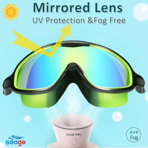 Image of Seago Swim Goggles for Kids 3-14 Anti-Fog & UV Wide Clear View Boys Girls