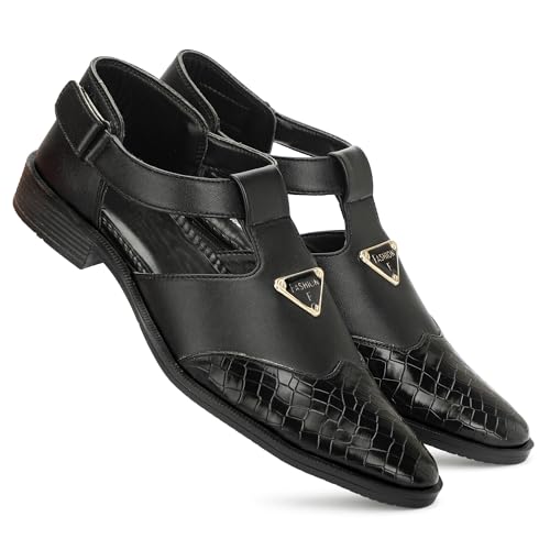 Generic Black Leatherette Roman Sandals - Image 3