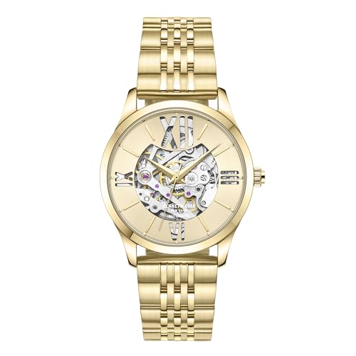 Kenneth Cole New York Ladies Automatic Watch - Gold-Tone Case, Open Work Champagne Dial, Automatic Movement, Gold-Tone Bracelet, 34.5mm Case Design