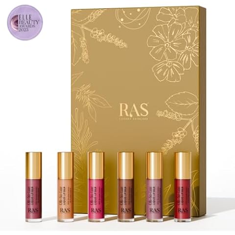 RAS Luxury Oils, Liquid Tinted Lip Glow Oil, Hydrates & Combats Dryness, Soft Lip Balm - Set of 6 Cover