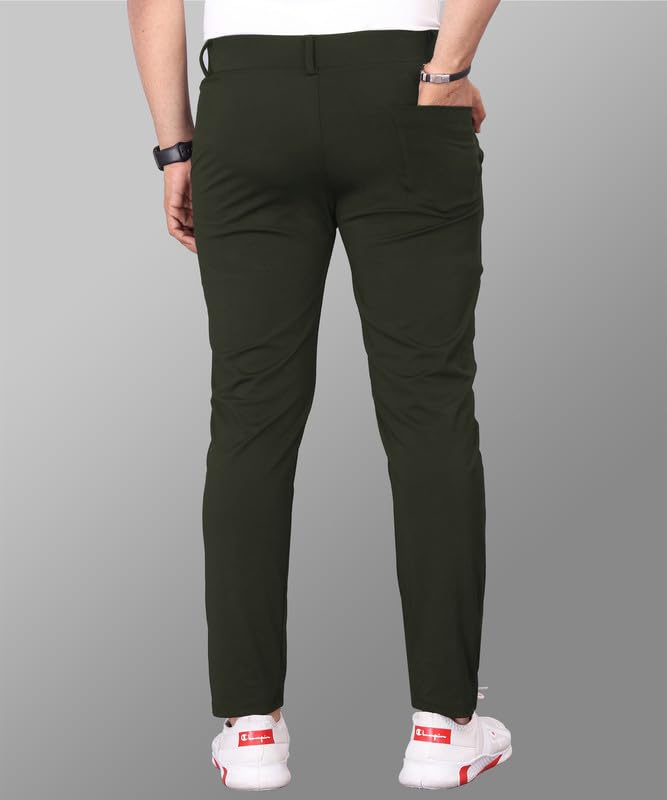 Image of COMBRAIDED Men's Slim Fit Stretchable Casual Trousers | Stylish Lycra Blend Pants for Office, Party