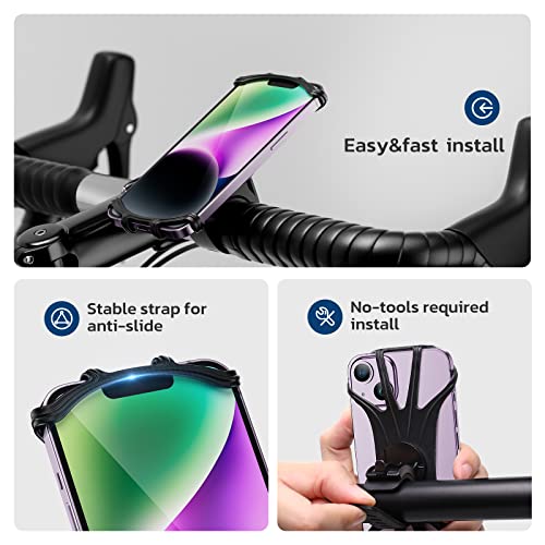 Vup Bike Phone Mount, Universal Bike Cell Phone Holder, 360° Rotatable, Silicone Bicycle Phone Mount Compatible With Iphone 14/13/Pro Max/Pro/Mini/12/11/Xs/Max/Xr/X/7/8/Plus, 4.0''~6.7'' Cellphones #TOP5