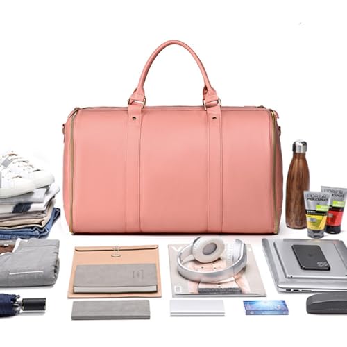 Styleushaven Foldable Travel Bag 2.0, Jenni Bag Travel Bag with Wheels, Miorsen Foldable Travel Bags, 2 in 1 Convertible Large Pu Leather Waterproof Duffle with Removable Wheels (Beige)3