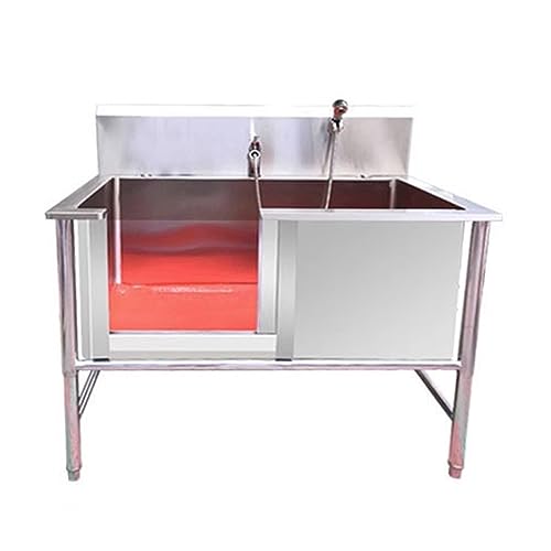 Stazione di Lavaggio per Cani in Acciaio Inox per Razze di Grandi Dimensioni, lavabo per la toelettatura e Il Lavaggio, Facile Pulizia degli Animali Domestici a casa