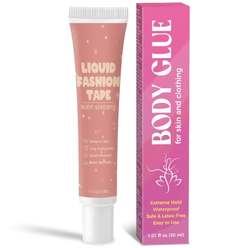 Body Adhesive for Clothing Sweat Resistant & Long Lasting Body Glue for Clothes Dancers Wigs Bras Stagewear & Costumes (30ml)