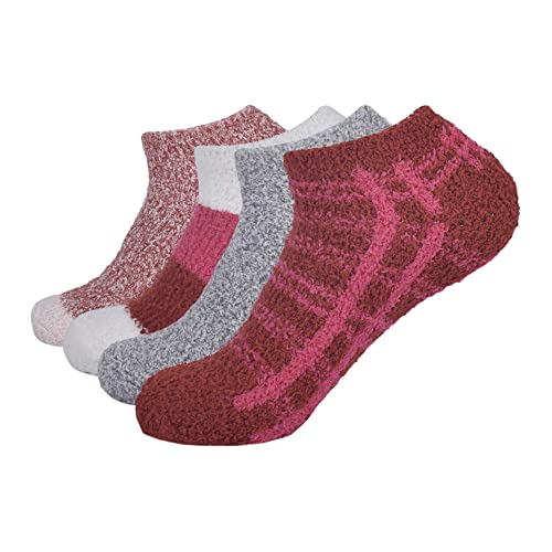 Image of Lucky Brand Women's 4-Pack Plaid Sftee Low Cut Socks, Cinnabar, 9-11