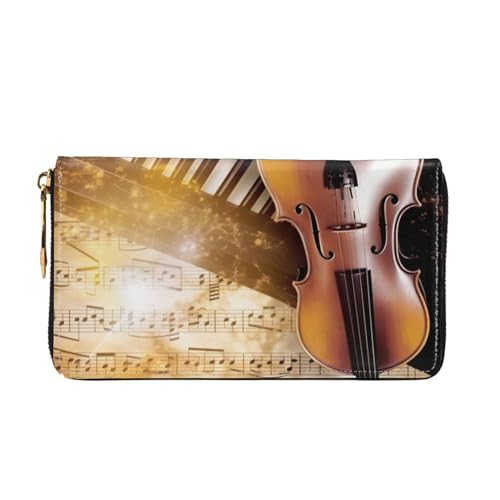 Piano Violin Music Notes Women Wallets Leather Zip Around Clutch Purses Waterproof Credit Card Holder With Phone Holder Ladies Travel Coin Purse2