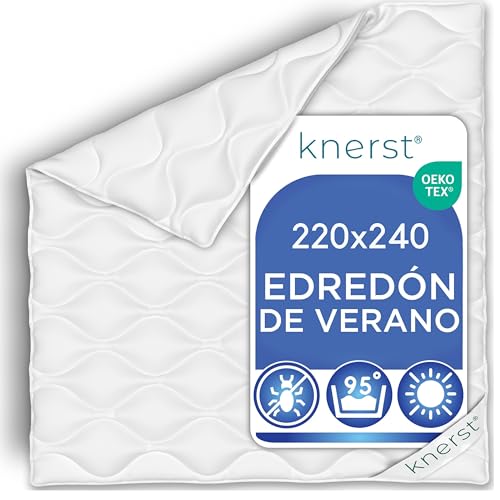 KNERST® Edredón de Verano 240x220 – Edredón Ligero y Transpirable – Relleno Nórdico de Microfibra para Cama – Nórdico de Verano Lavable y Suave