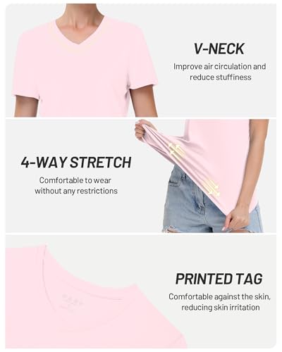 Image of Runhit Womens Workout Tops Short Sleeve UPF 50+ Athletic Sun Shirts Quick Dry V Neck T-Shirt Moisture Wicking Gym Hiking Tee